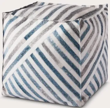 Loloi Blue Stripe Square Pouf