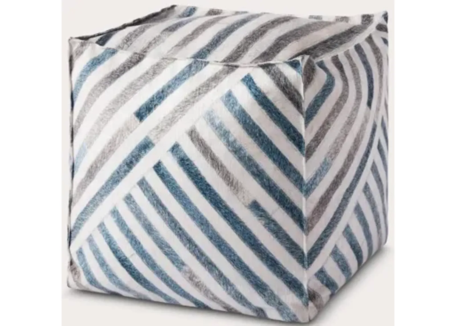 Loloi Blue Stripe Square Pouf