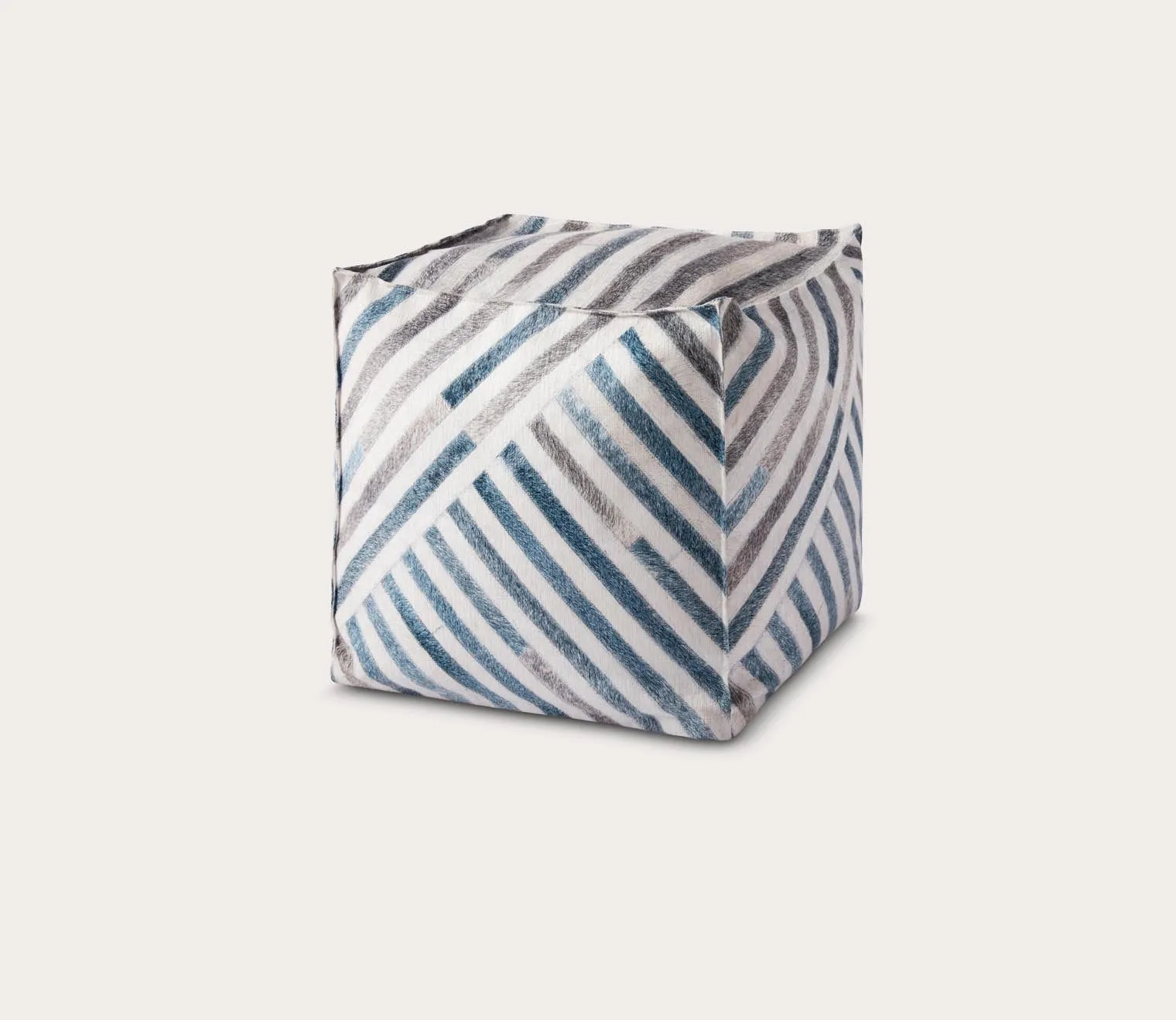 Loloi Blue Stripe Square Pouf