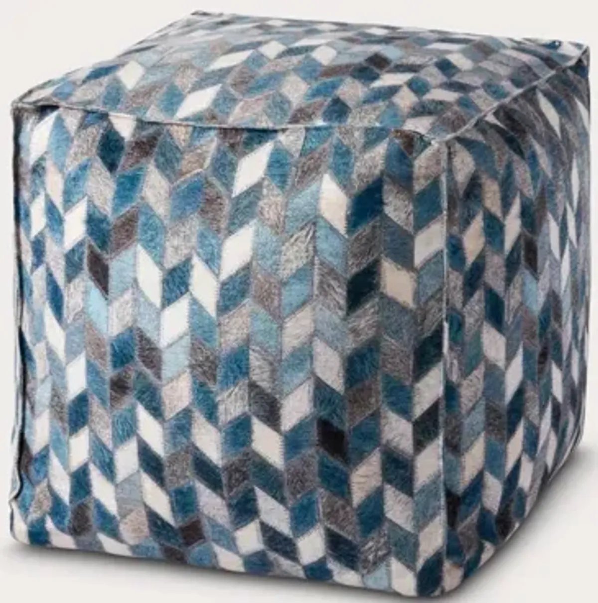 Loloi Grey Geometric Square Pouf