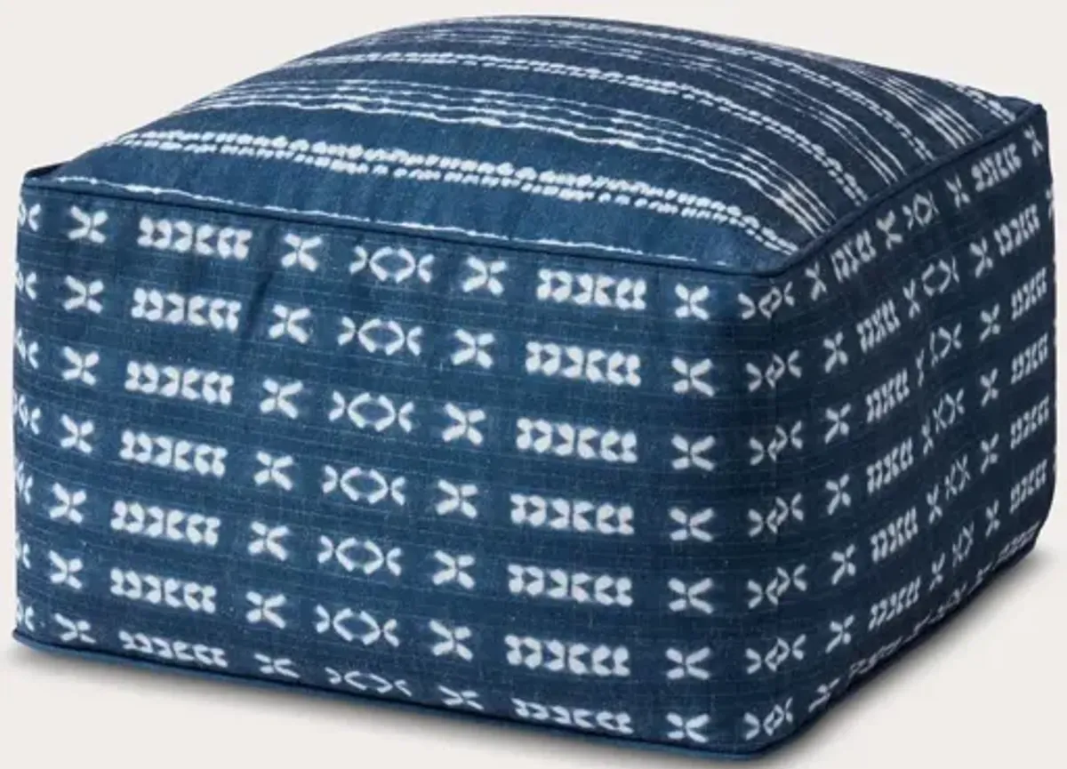 Loloi Indigo Pattern Square Pouf