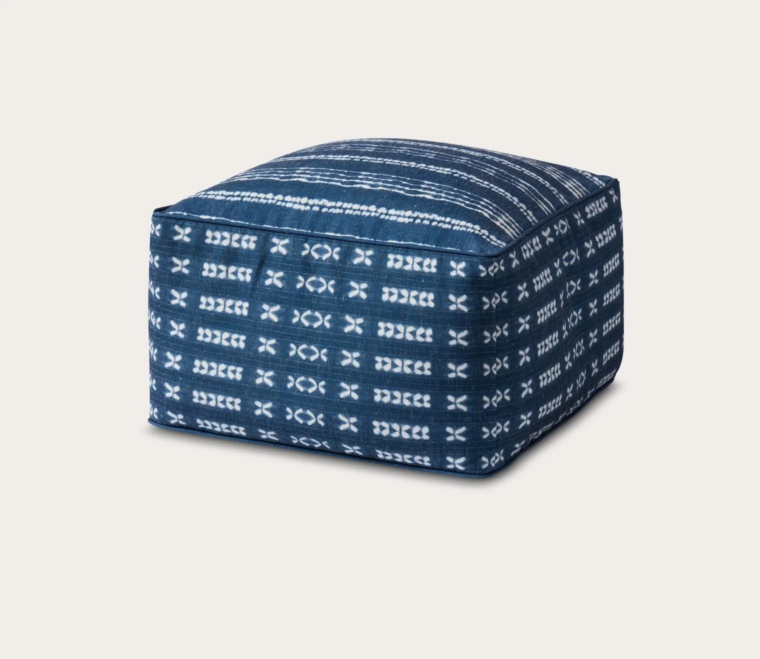 Loloi Indigo Pattern Square Pouf