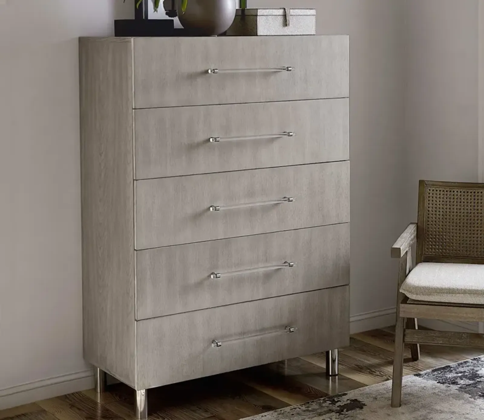 Modus Furniture Argento Oak 5-Drawer Chest - Misty Grey