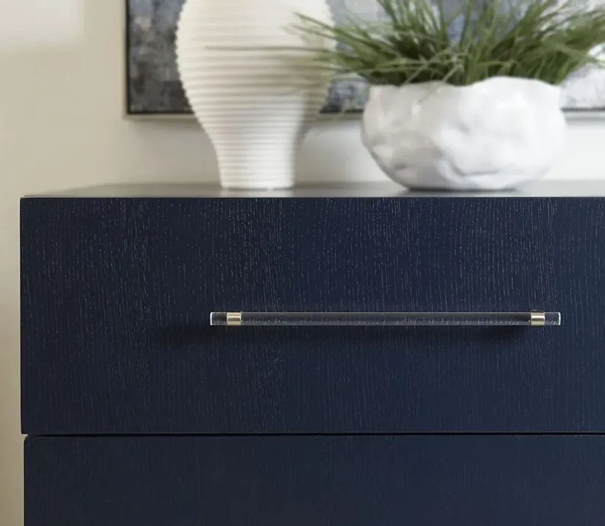 Modus Furniture Argento Oak 5-Drawer Chest - Navy