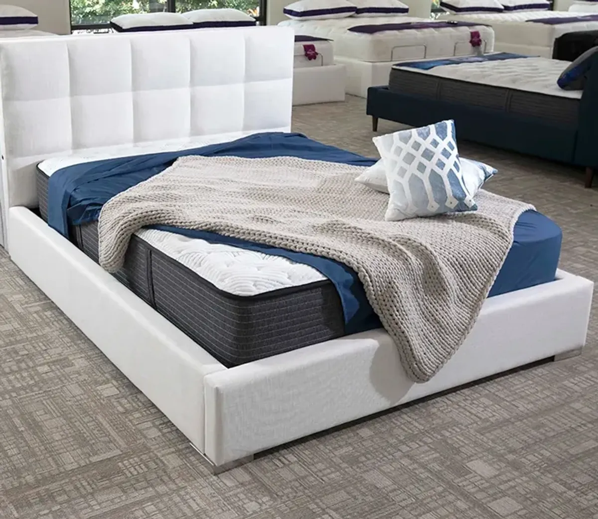 City Mattress Kenzi Upholstered Bed - Ivory - Queen