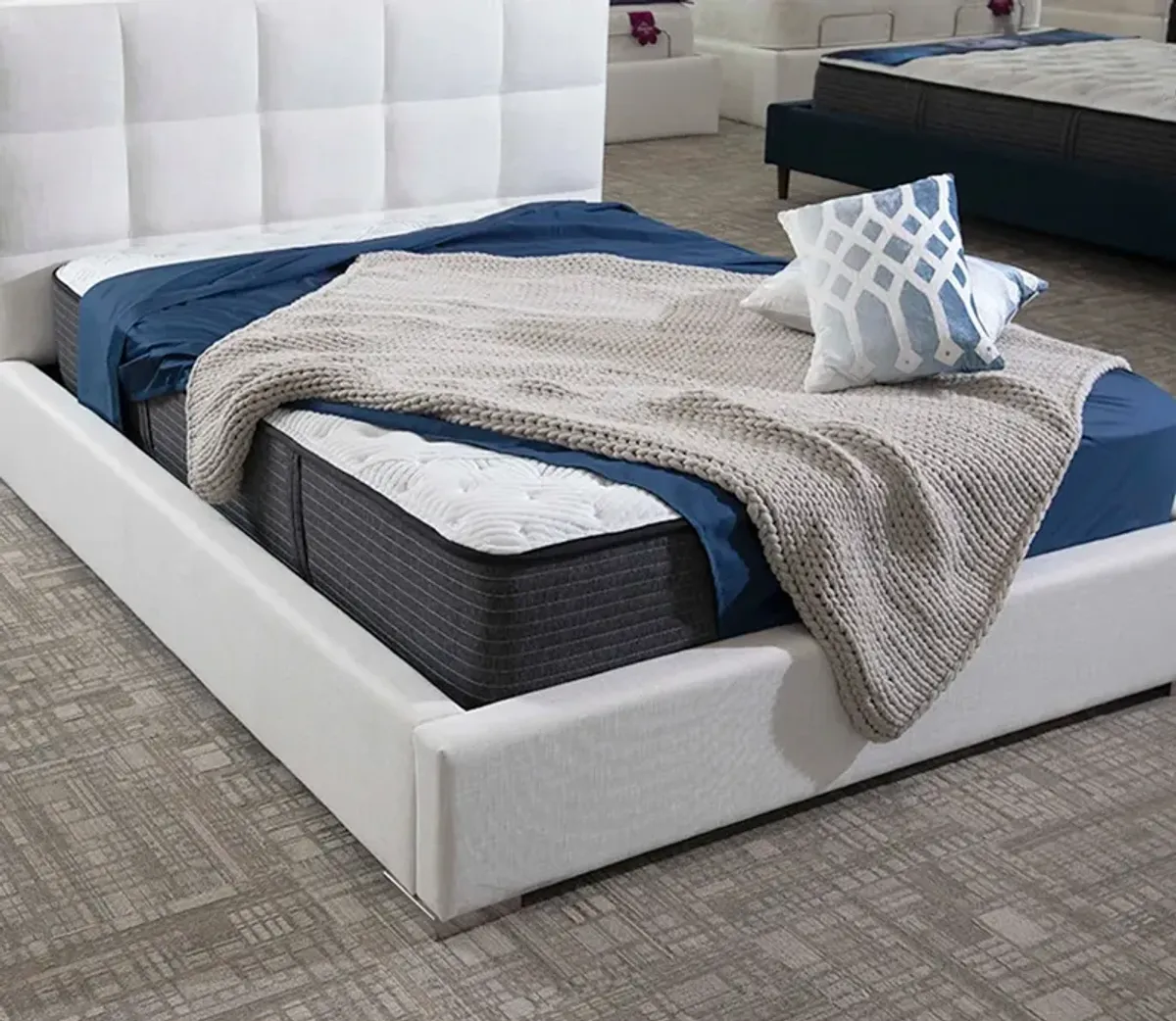 City Mattress Kenzi Upholstered Bed - Ivory - Queen