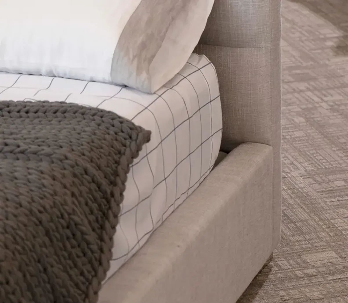 City Mattress Carmen Upholstered Bed - Floor Model Only - Ivory - Queen