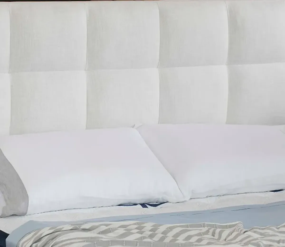 City Mattress Carmen Upholstered Bed - Floor Model Only - Ivory - Queen