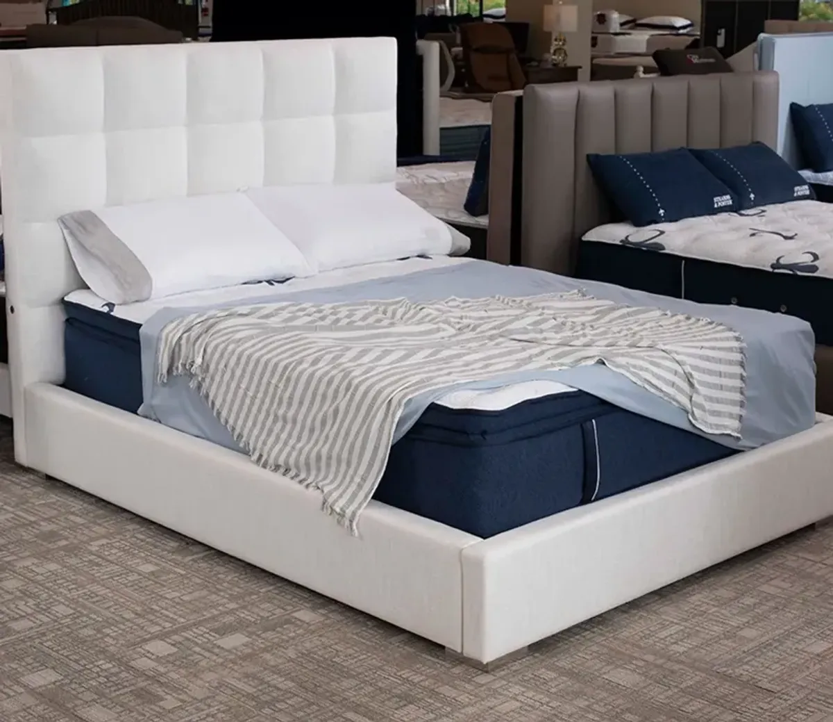 City Mattress Carmen Upholstered Bed - Ivory - King