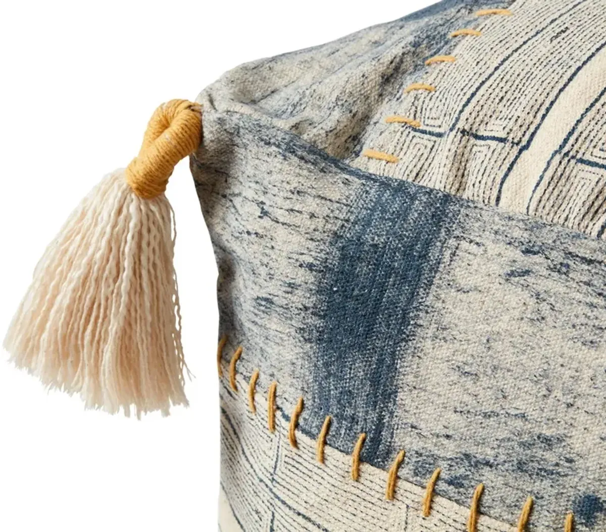 Loloi Indigo Tassel Square Pouf