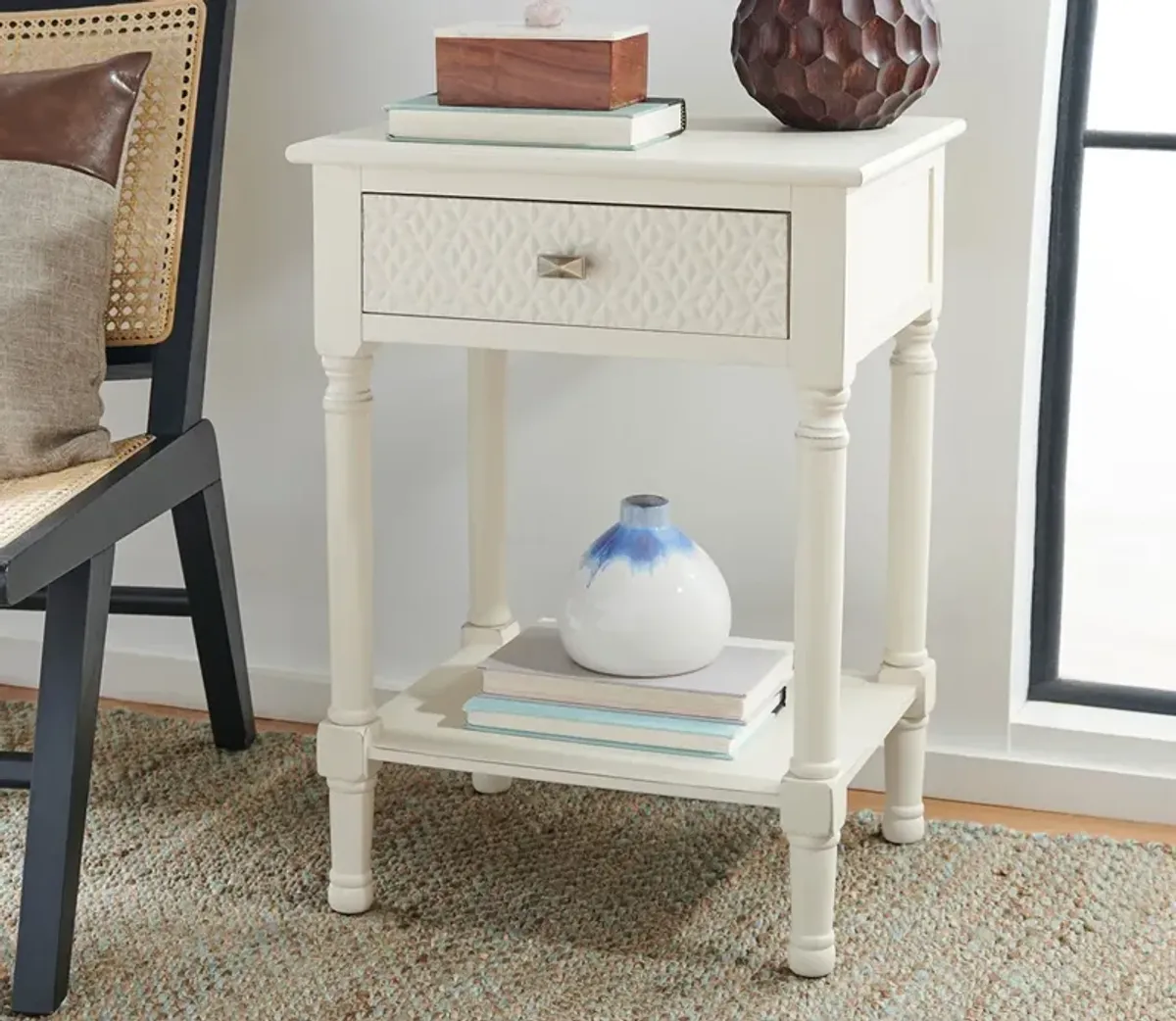 Safavieh Halton 1-Drawer Accent Table - Distressed White