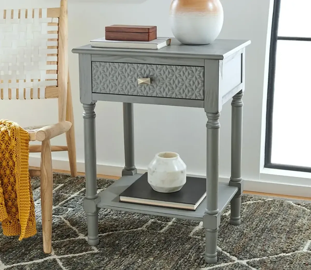 Safavieh Halton 1-Drawer Accent Table - Distressed Grey