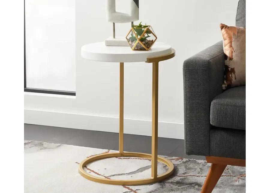 Safavieh Rosabelle Accent Table - White Marble/Gold