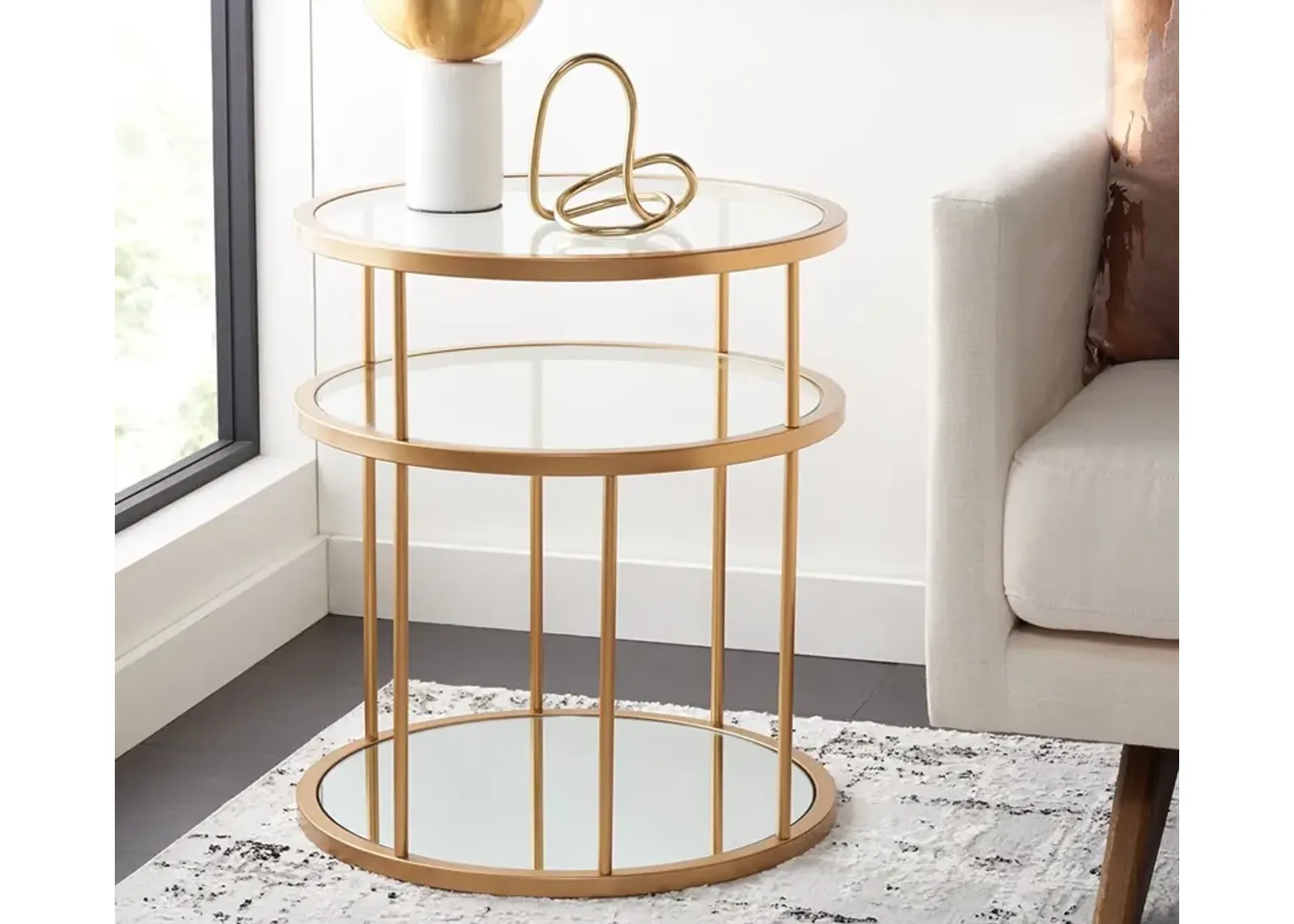 Safavieh Layta 3-Shelf Accent Table - Gold/Clear