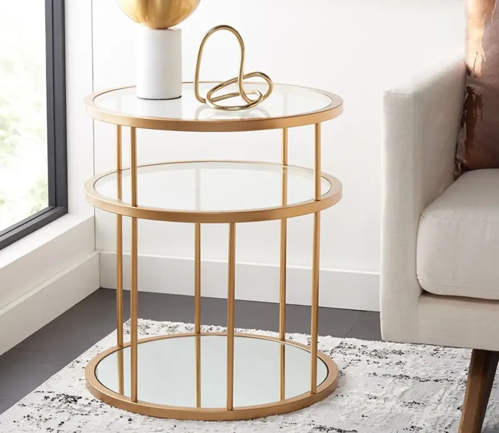 Safavieh Layta 3-Shelf Accent Table - Gold/Clear