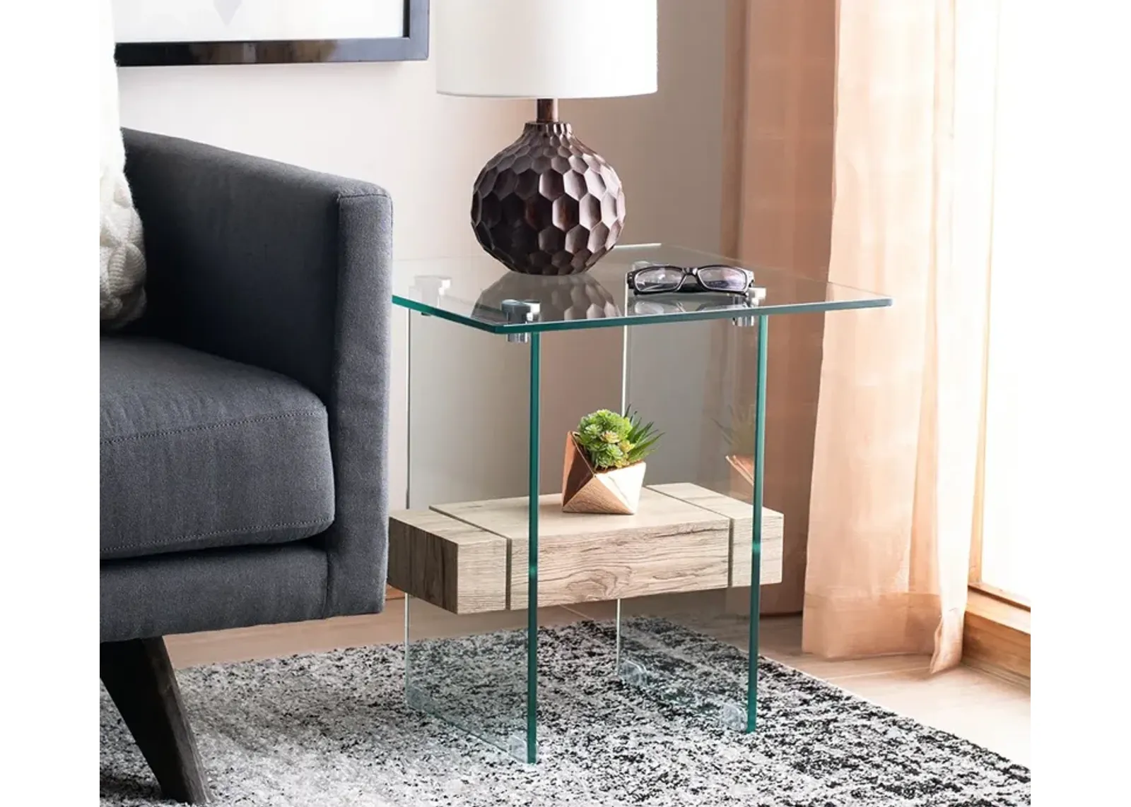 Safavieh Kayley Accent Table - Natural/Glass