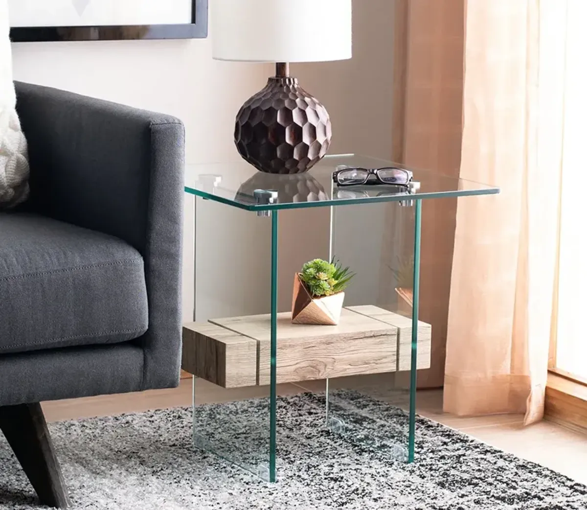 Safavieh Kayley Accent Table - Natural/Glass