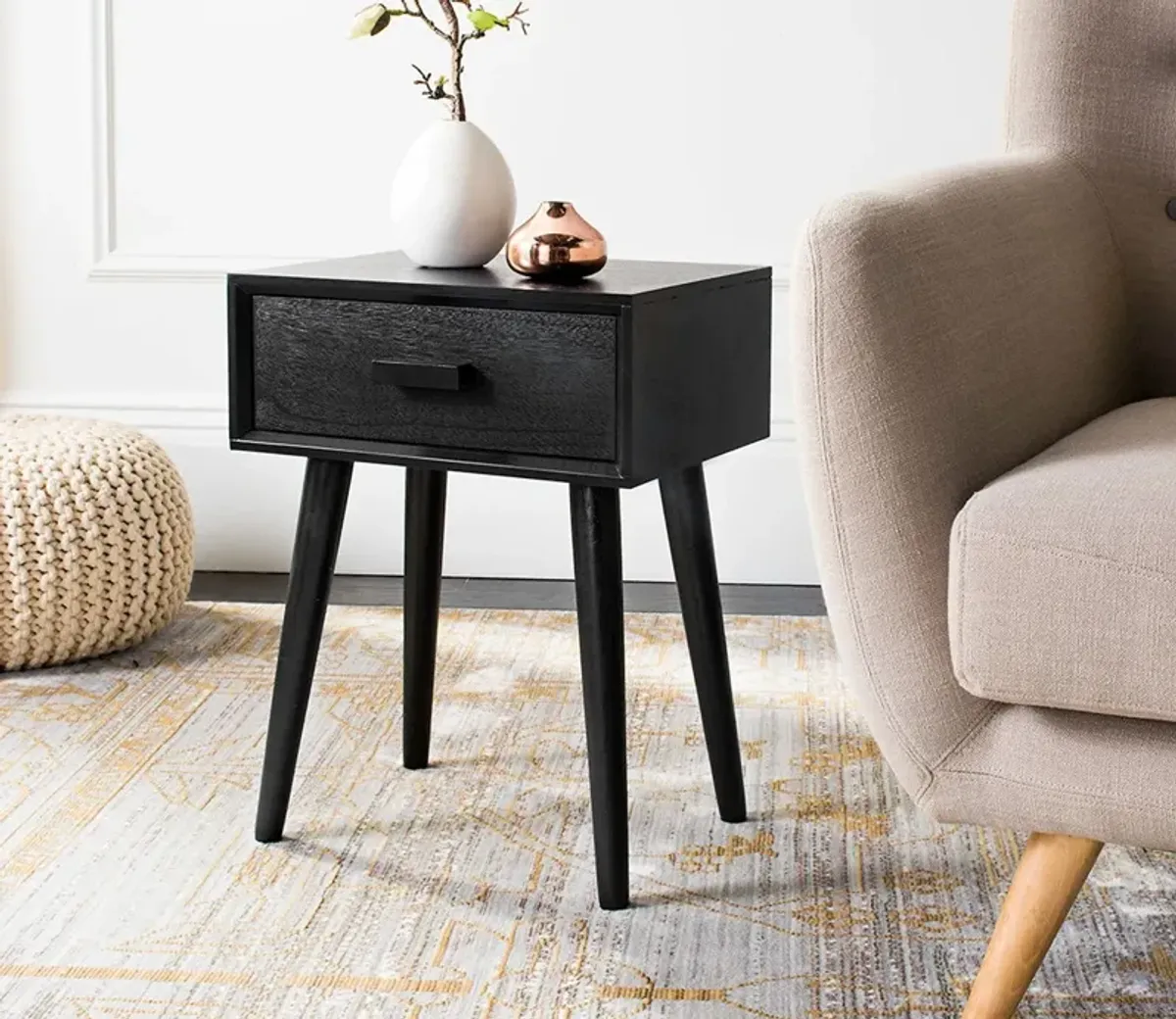 Safavieh Lyle 1-Drawer Side Table - Black