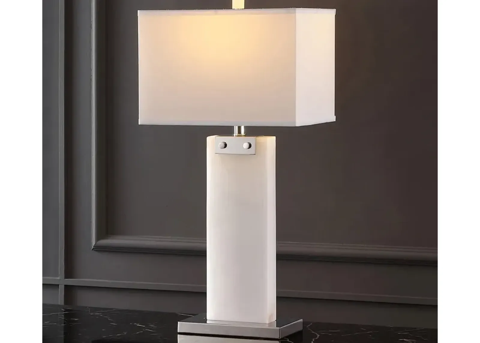 Safavieh Morgen Alabaster Table Lamp Handcrafted - White