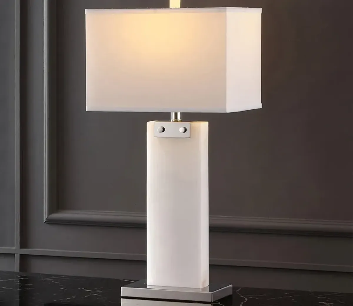 Safavieh Morgen Alabaster Table Lamp Handcrafted - White