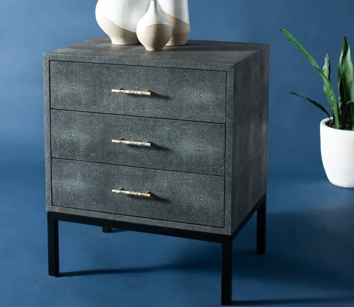 Safavieh Camden Faux Shagreen Nightstand - Natural