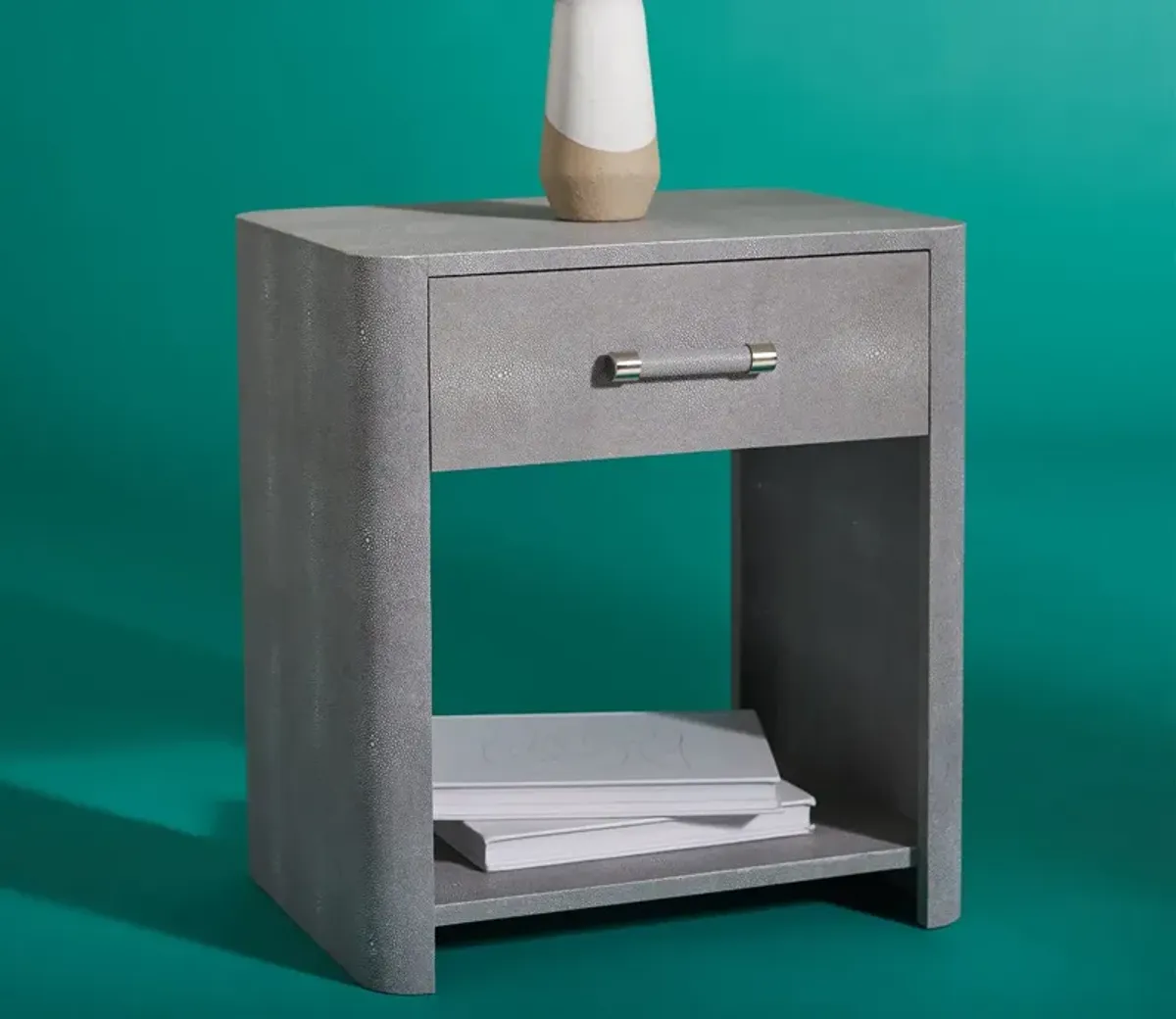 Safavieh Sawyer Faux Shagreen Nightstand - Grey