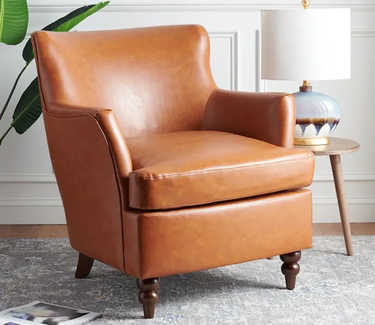 Safavieh Levin Accent Chair - Cognac