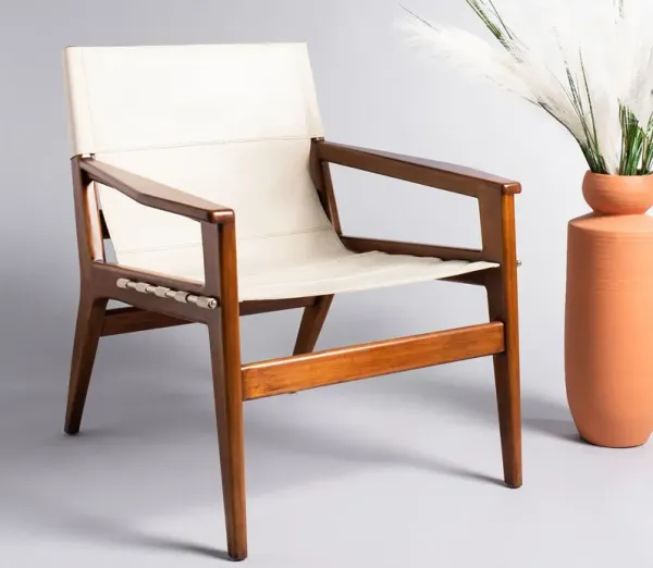 Safavieh Culkin Leather Sling Chair - White