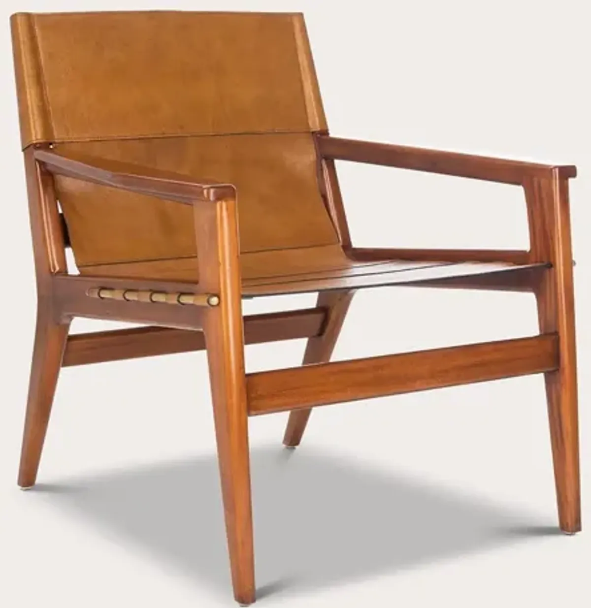 Safavieh Culkin Leather Sling Chair - Mahogany