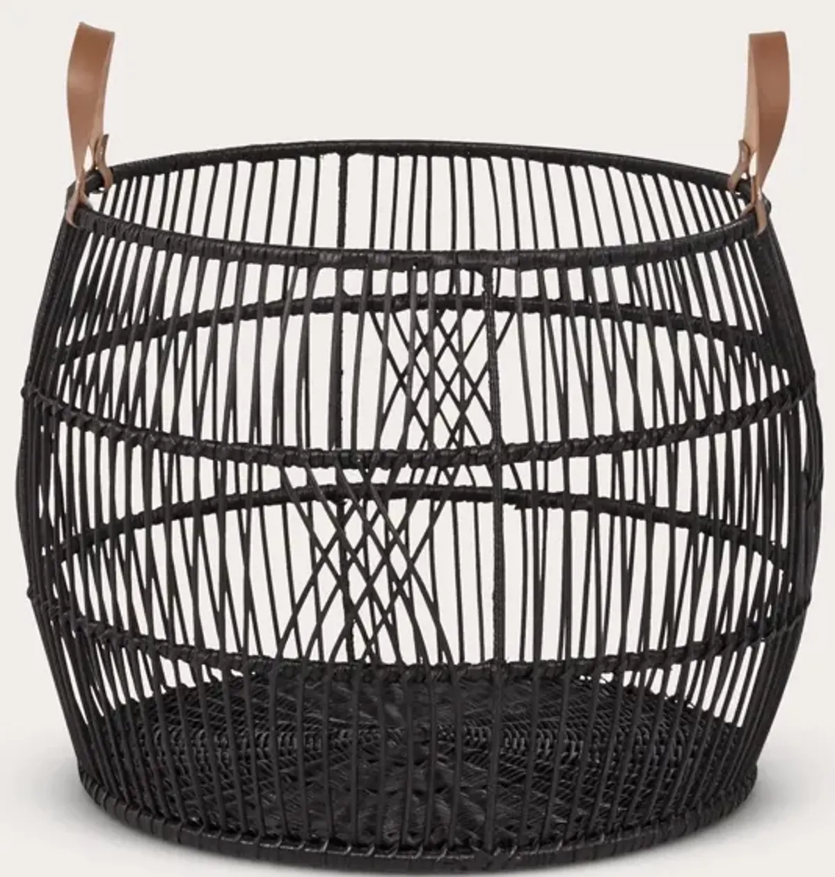 Villa by Classic Home Rattan Iron Basket Handcrafted - Black