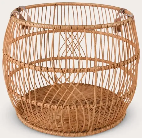 Villa by Classic Home Rattan Iron Basket Handcrafted - Linen