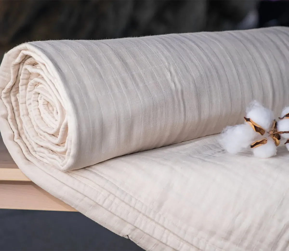 Sleep & Beyond Organic Cotton Muslin Blanket - Crisp White - Full/Queen