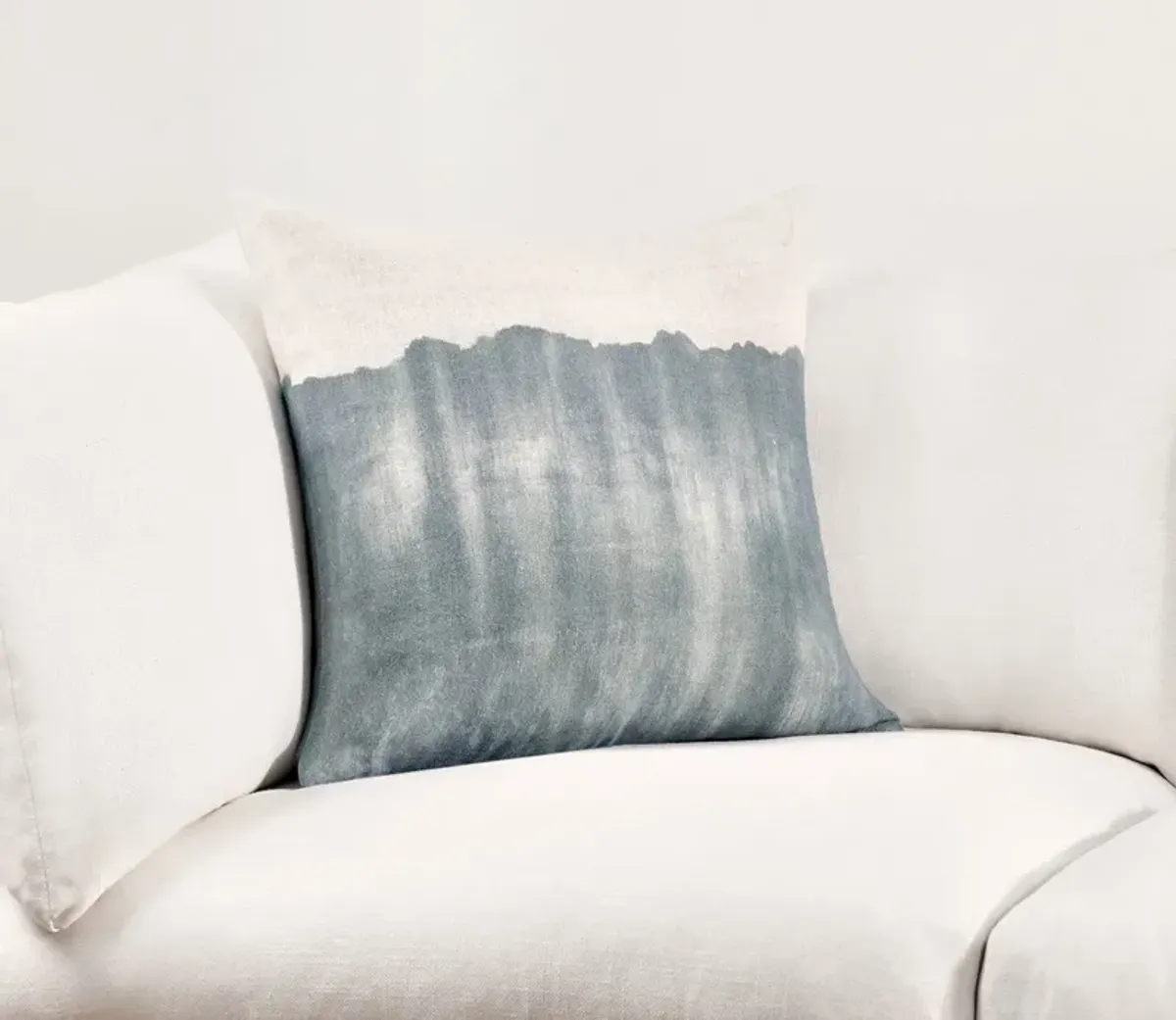 Villa by Classic Home Cora Watercolor Linen Throw Pillow - Denim Blue