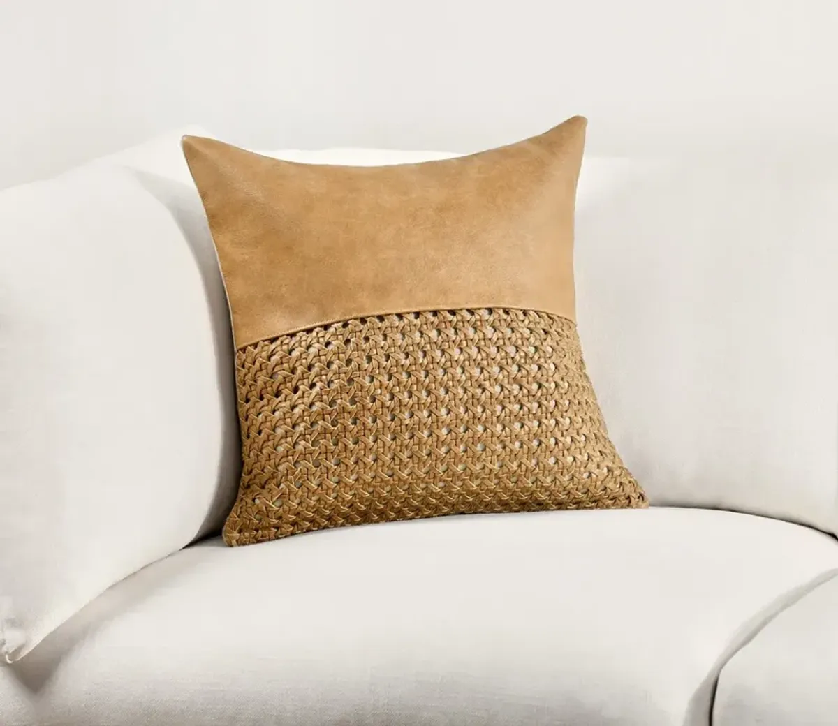 Villa by Classic Home Toscano Leather Chestnut Brown Throw Pillow - 18'' x 18''