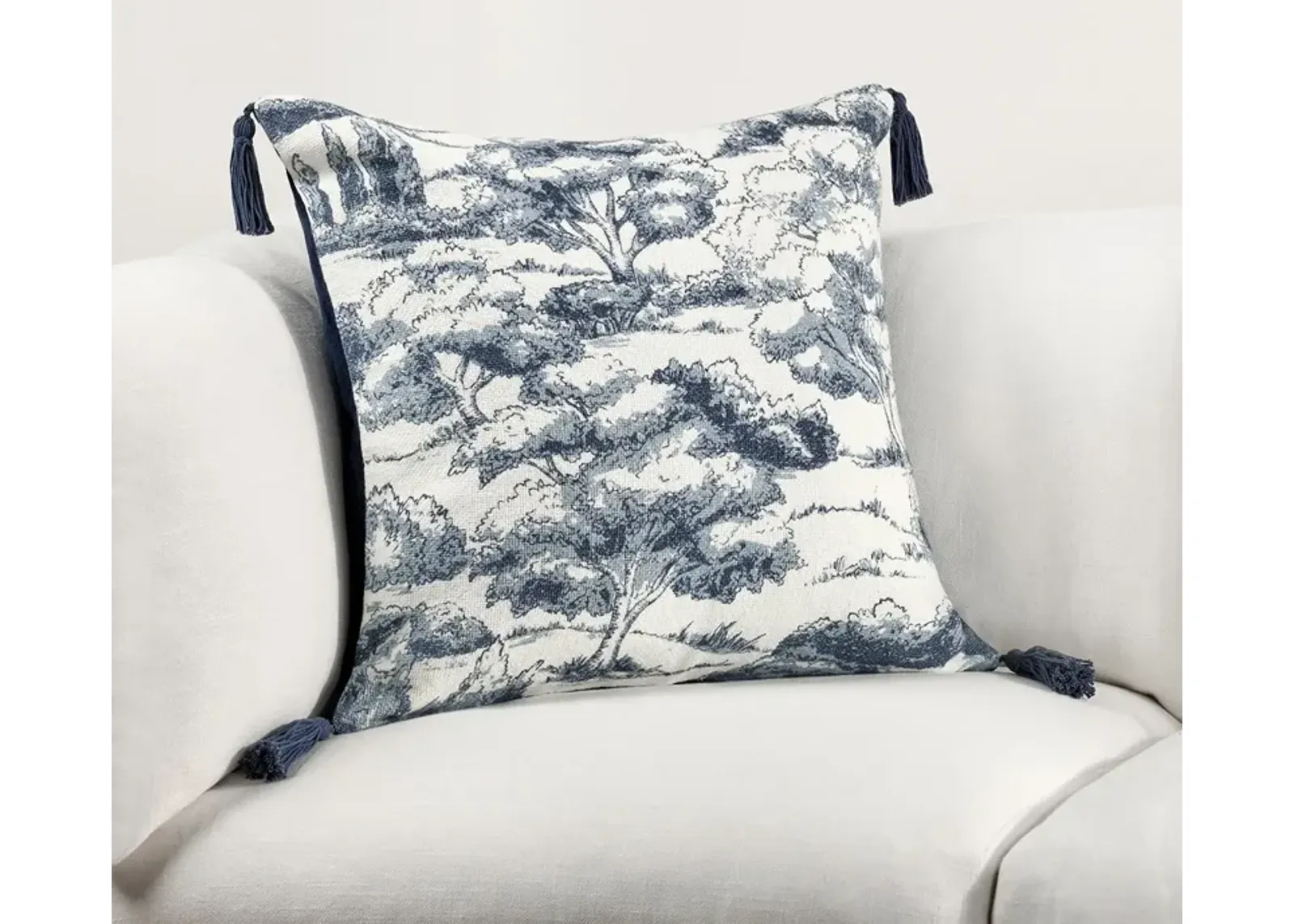 Villa by Classic Home Stonework Denim Blue Throw Pillow