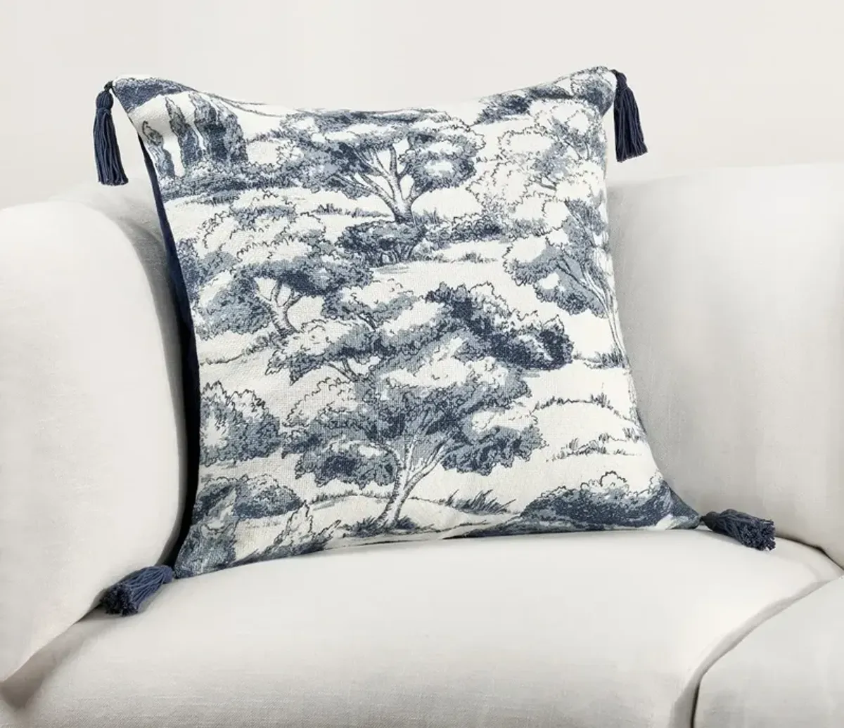 Villa by Classic Home Stonework Denim Blue Throw Pillow