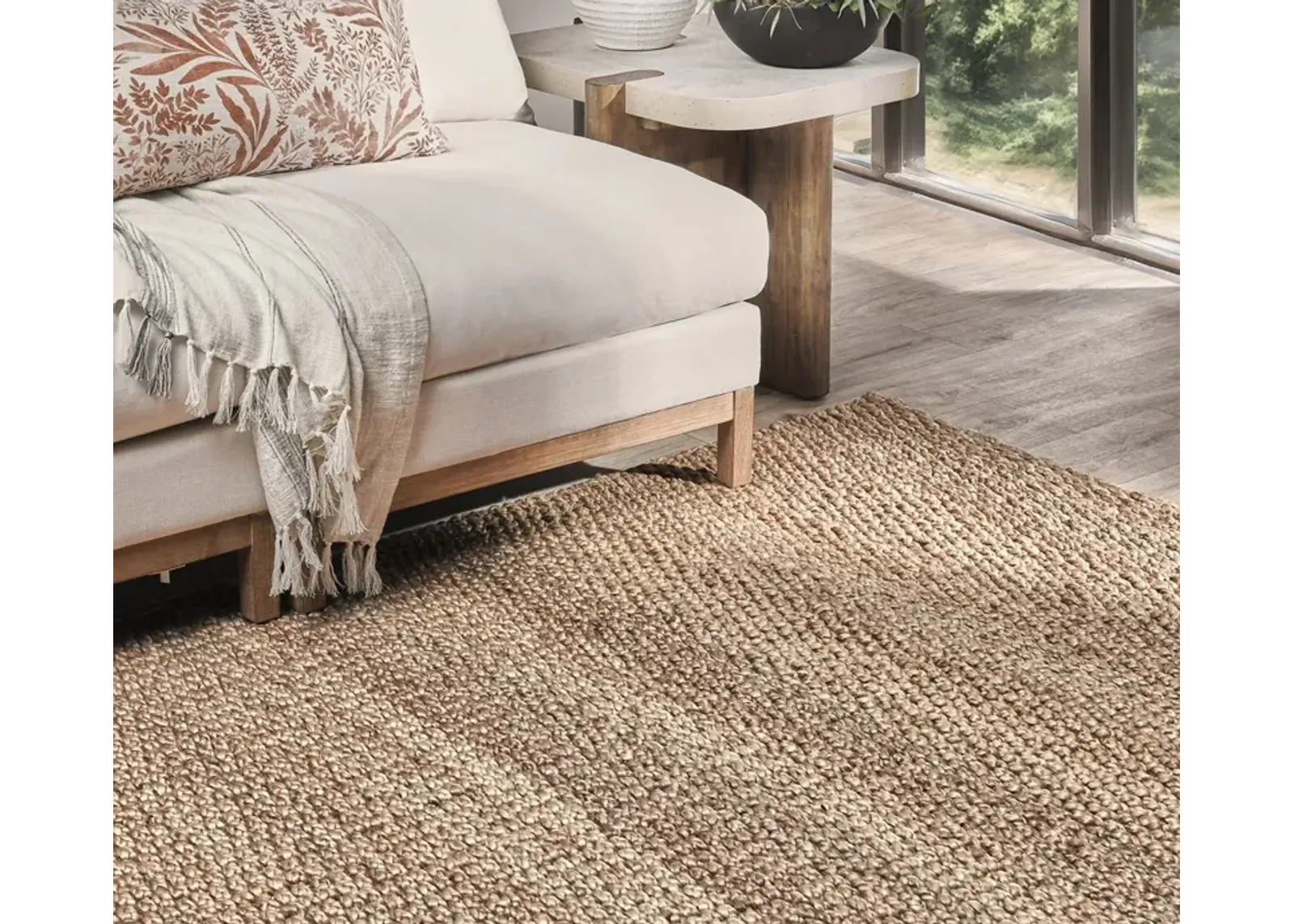 Villa by Classic Home Santa Cruz Jute Area Rug - Ivory - 5' x 8'