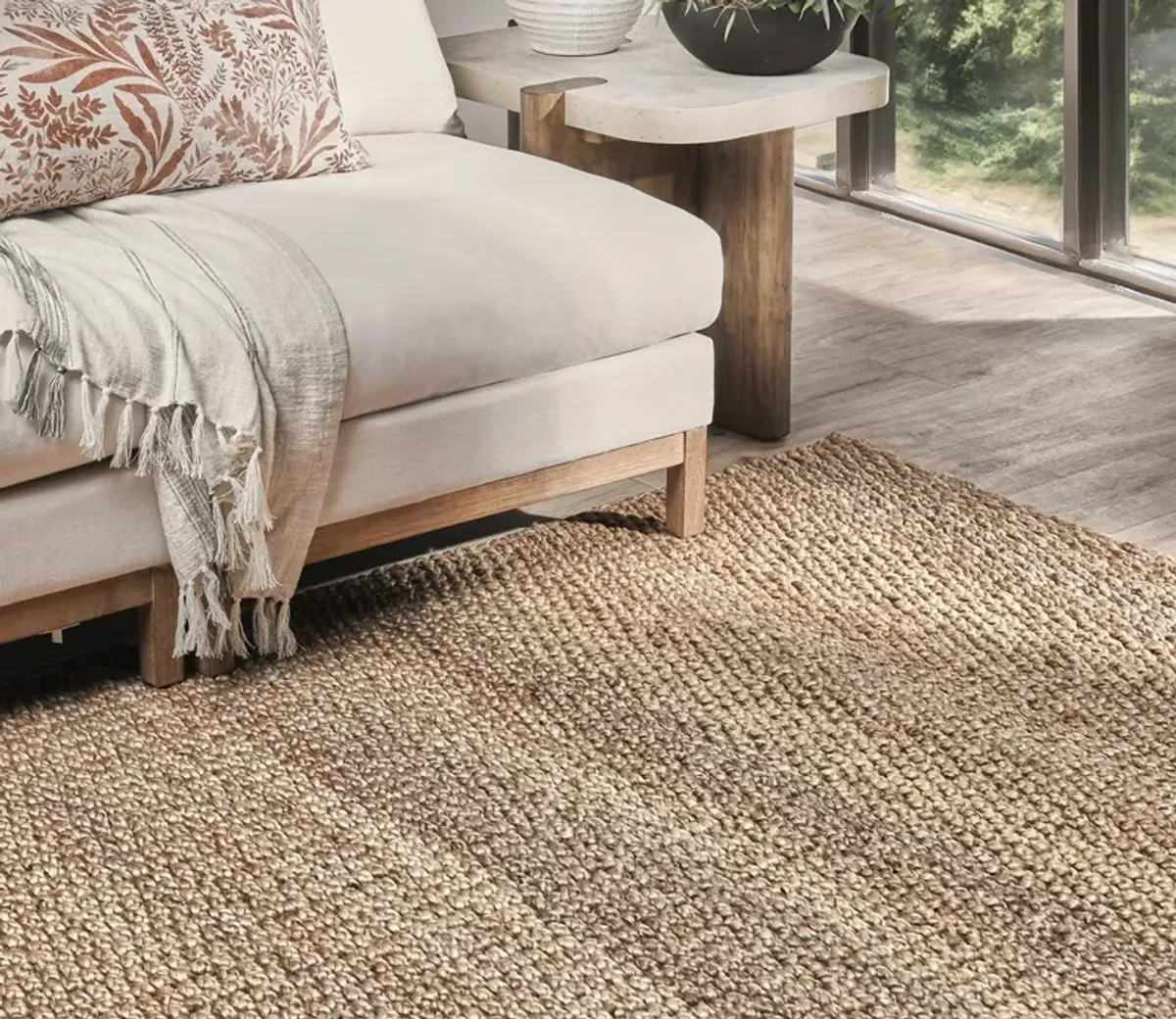 Villa by Classic Home Santa Cruz Jute Area Rug - Ivory - 8' x 10'