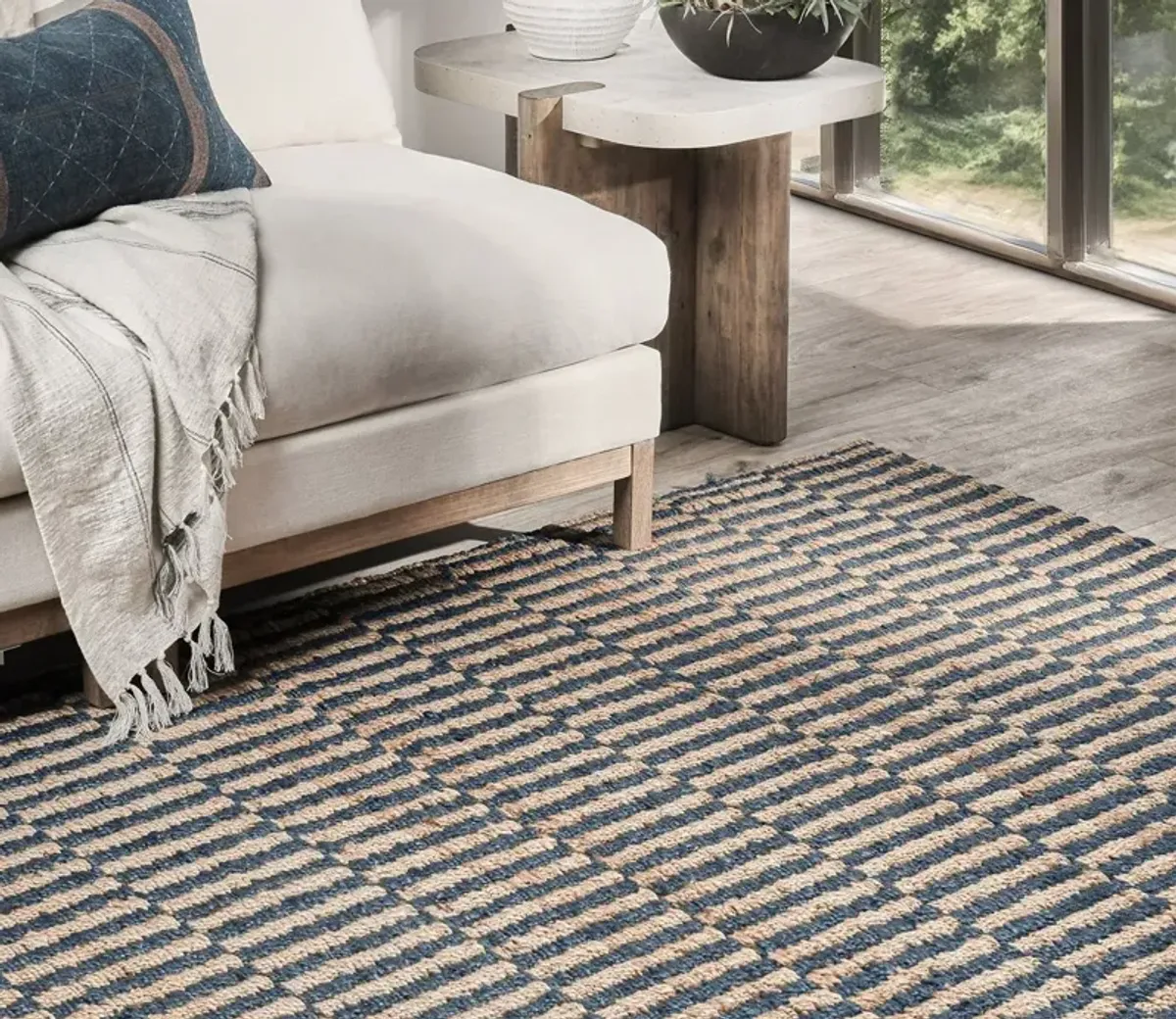 Villa by Classic Home Monterey Jute Area Rug - Blue - 5' x 8'