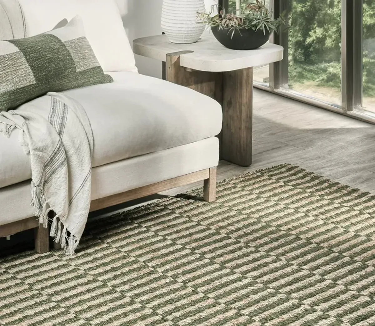 Villa by Classic Home Monterey Jute Area Rug - Green - 5' x 8'