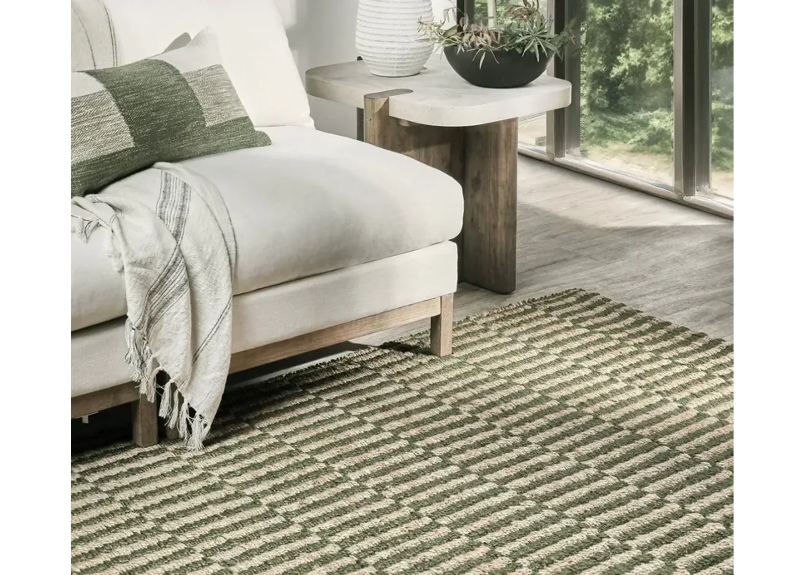 Villa by Classic Home Monterey Jute Area Rug - Green - 5' x 8'