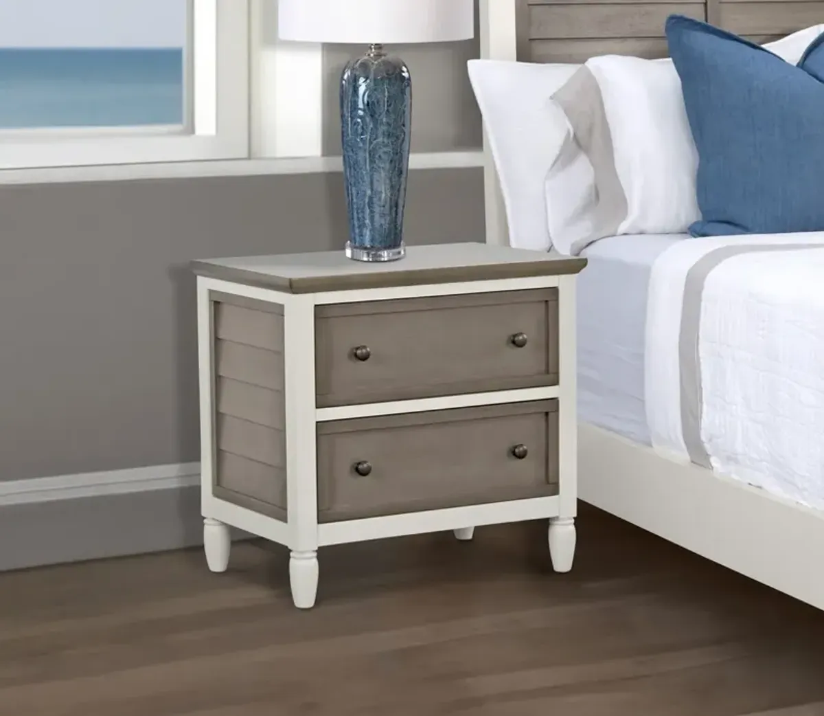 CM Home Delnoir Driftwood 2-Drawer Nightstand