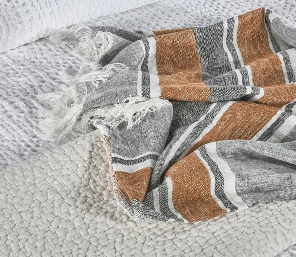 Villa by Classic Home Lima Stripe Throw Blanket - Gray