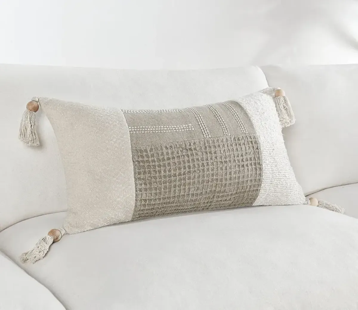 Villa by Classic Home Yasa Natural Ivory Throw Pillow