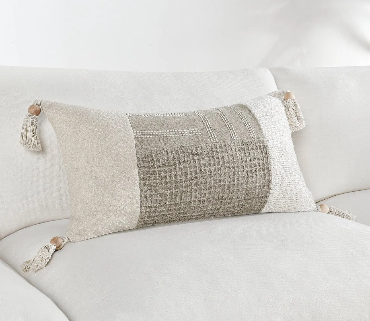 Villa by Classic Home Yasa Natural Ivory Throw Pillow