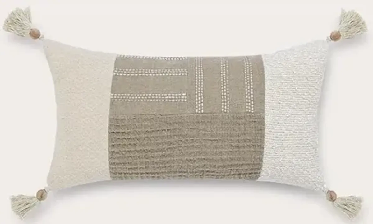 Villa by Classic Home Yasa Natural Ivory Throw Pillow