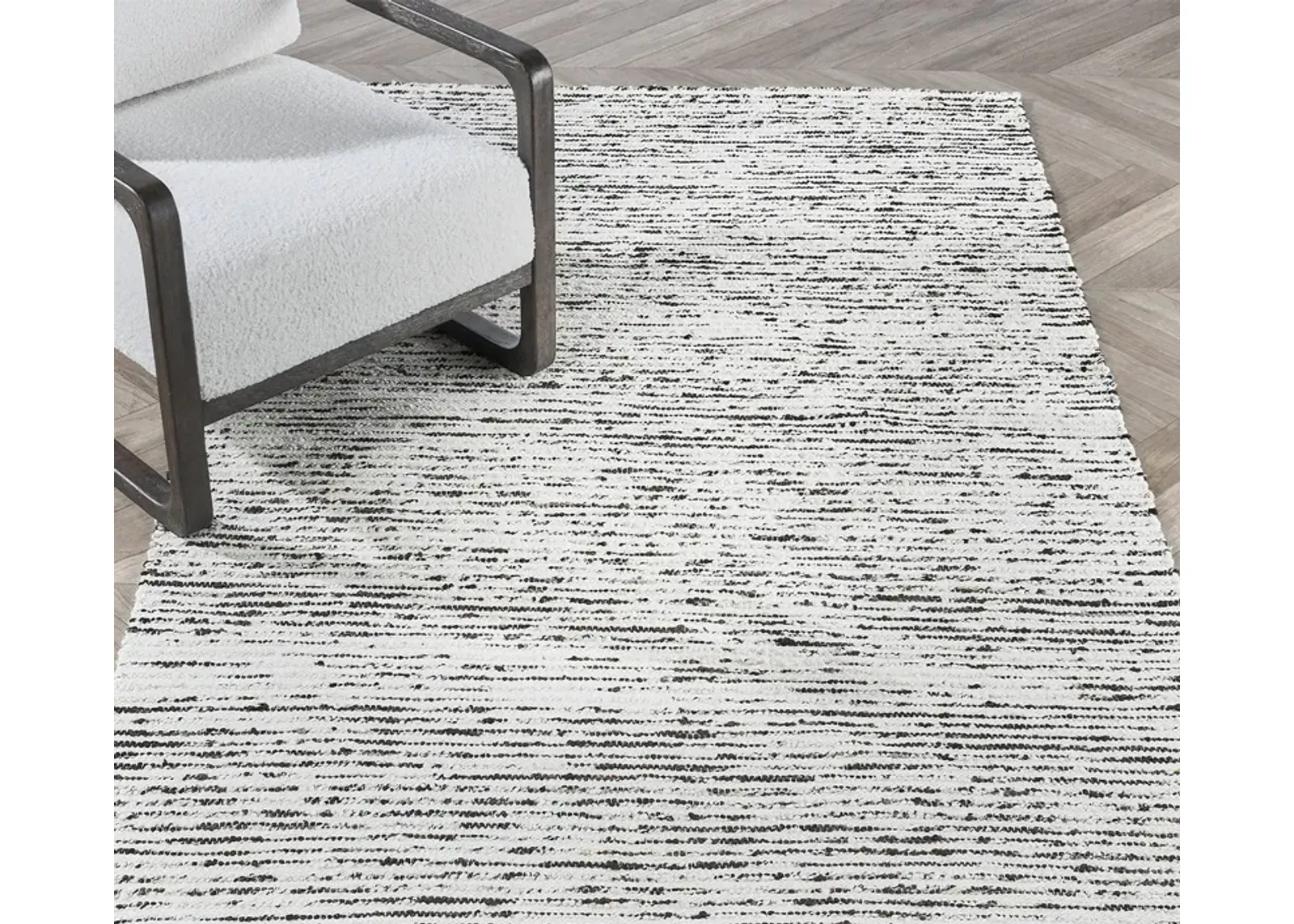 Villa by Classic Home Isa Stripe Ivory Black Area Rug - 5' x 8'