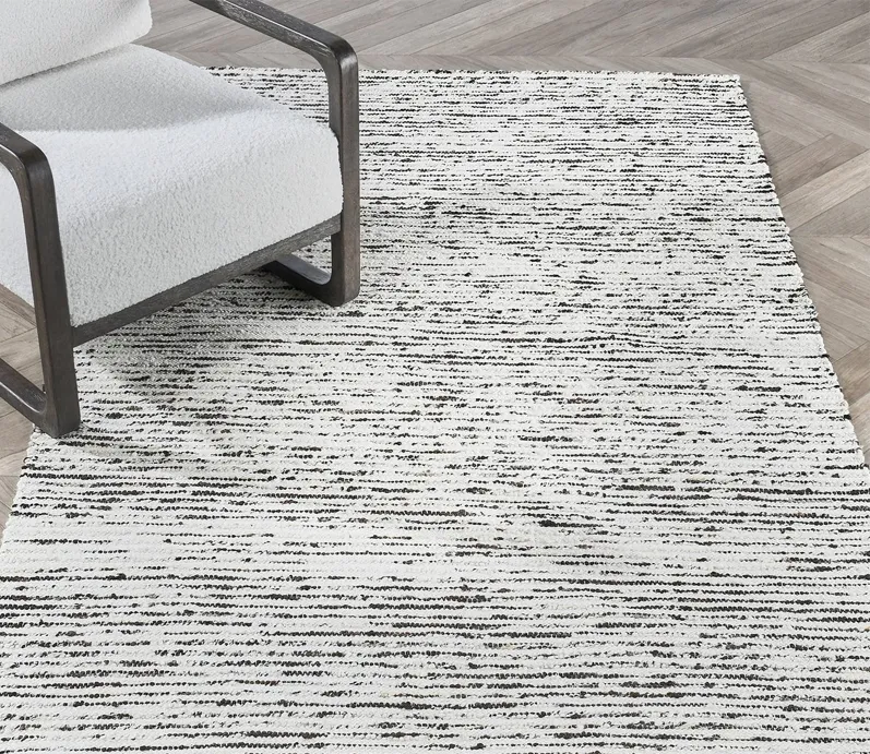 Villa by Classic Home Isa Stripe Ivory Black Area Rug - 8' x 10'