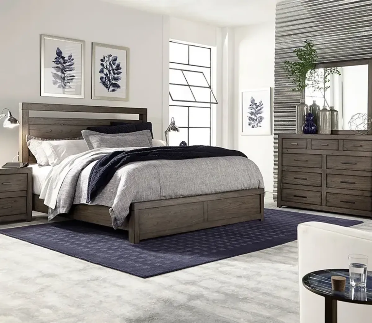 Aspen Home Modern Loft Panel Bed Bedroom Set - Gray - King