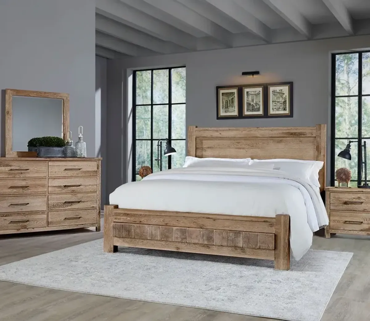 Vaughan Bassett Dovetail 6X6 Bed Bedroom Set - Mystic Grey - Queen